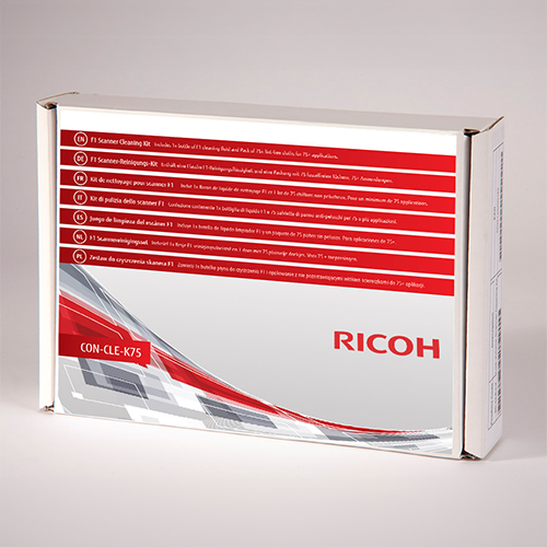 Logo Ricoh sur fond gris