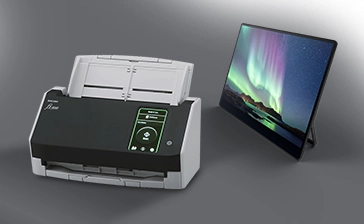 Escáner fi-8040 y monitor portatil de Ricoh