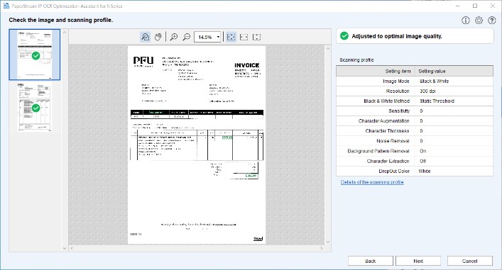Schermafbeelding van PaperStream OCR-software 2