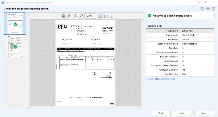 Captura de ecrã do software PaperStream OCR 2