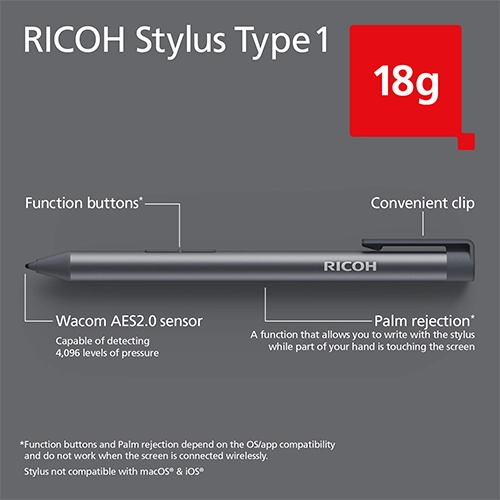 Especificaciones del lápiz para monitor portátil Ricoh